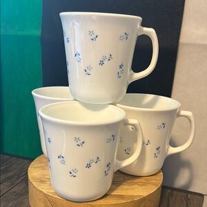 Four Corning Provincial Blue D-handle Mugs